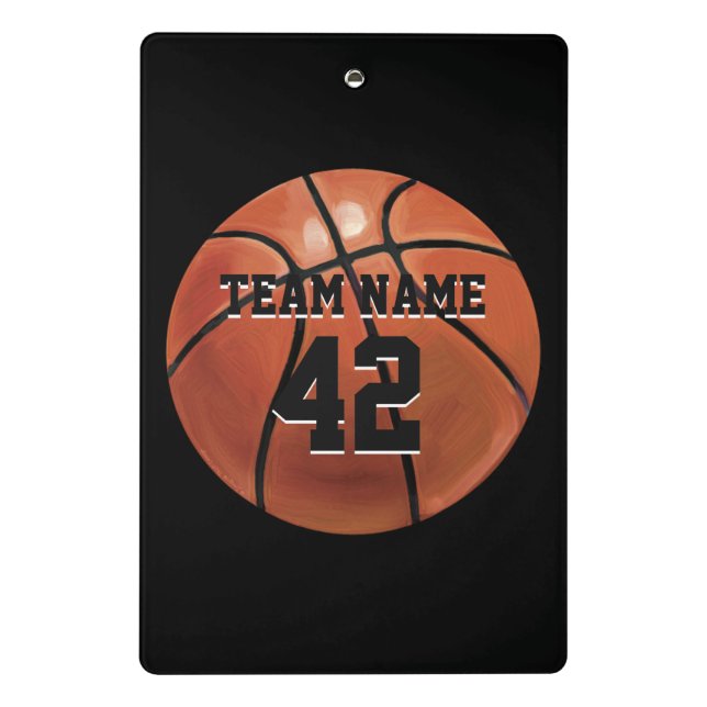 Basketball with Personalized Name and Number Mini Clipboard (Back)