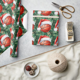 Basketball with Santa hat for Christmas Wrapping Paper