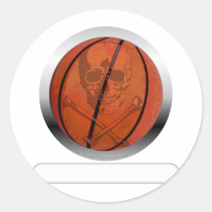 Basketball with Skull- Personalized Classic Round Sticker