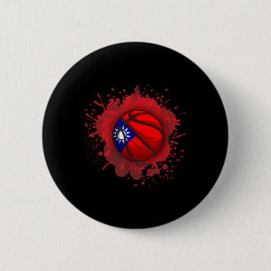 Basketball With Taiwan Flag 2 Inch Round Button