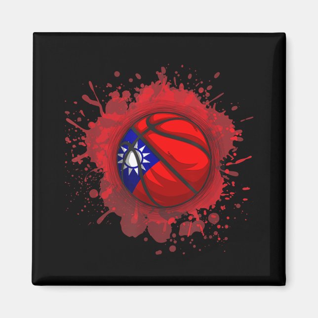 Basketball With Taiwan Flag  Magnet (Front)