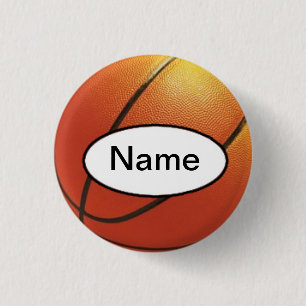 basketball with your name on it 1 inch round button