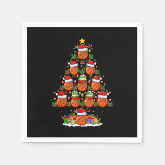 Basketball Xmas Tree Lights Funny Santa Basketball Napkin