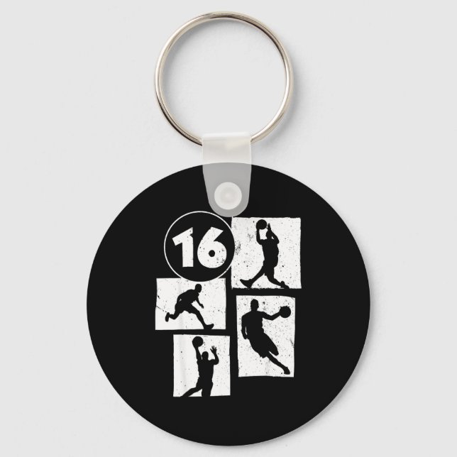 Basketball Years Player Old 16 16th Basketball Fun Keychain (Front)