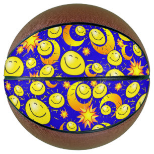Basketball Yellow Stars Sun Moon Blue