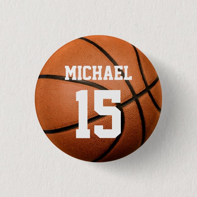 Basketball Your Name 1 Inch Round Button (Front)