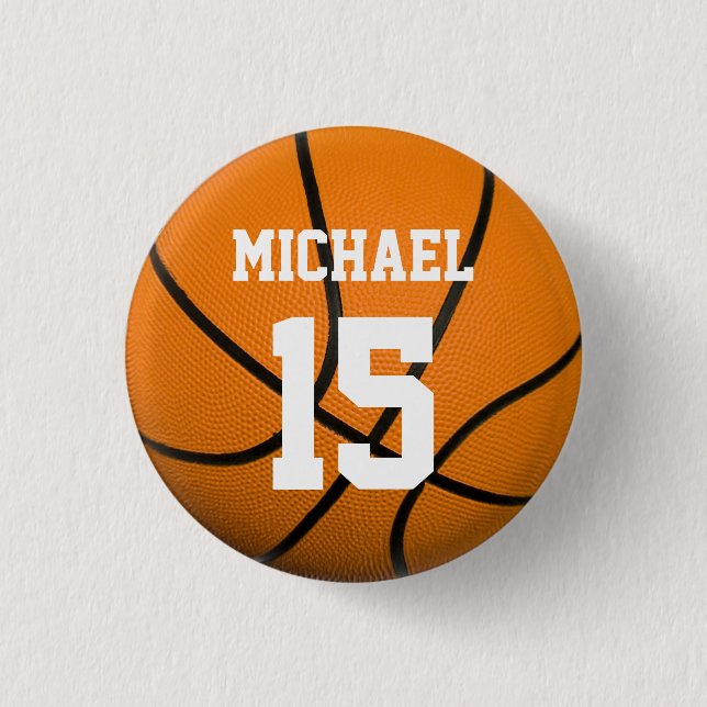 Basketball Your Name 1 Inch Round Button (Front)