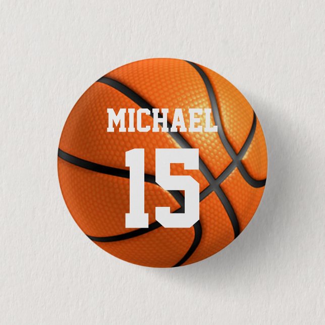 Basketball Your Name 1 Inch Round Button (Front)