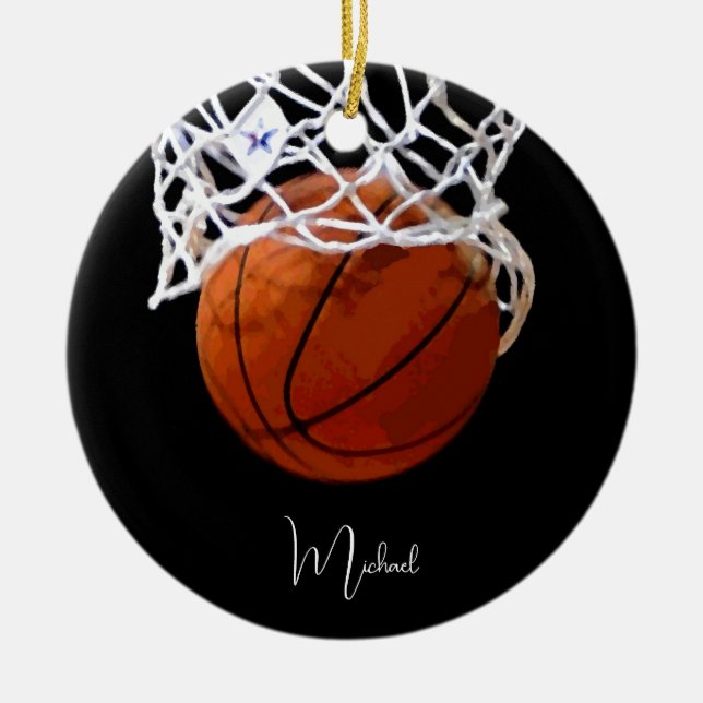 Basketball Your Name Ceramic Ornament (Front)