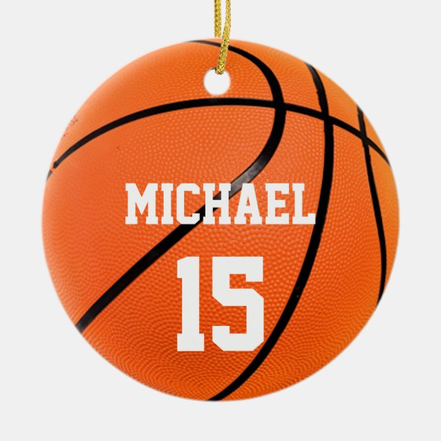 Basketball Your Name Ceramic Ornament (Front)