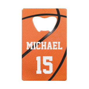 Basketball Your Name Credit Card Bottle Opener
