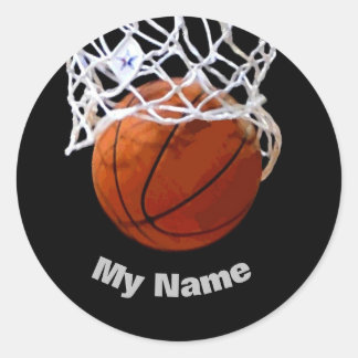 Basketball Your Name Custom Classic Round Sticker