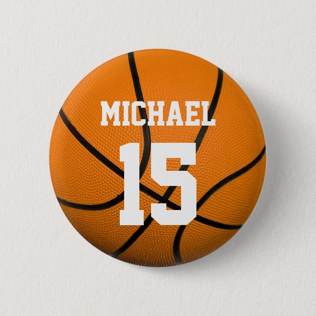 Basketball Your Name Customizable 2 Inch Round Button (Front)