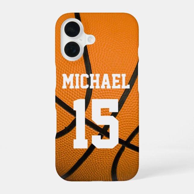 Basketball Your Name Customizable iPhone 16 Case (Back)