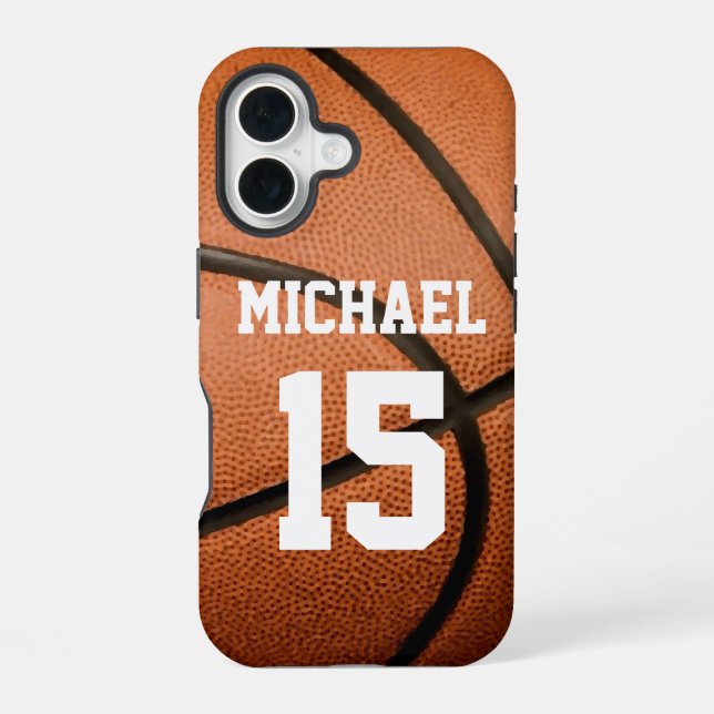 Basketball Your Name Customizable iPhone 16 Case (Back)