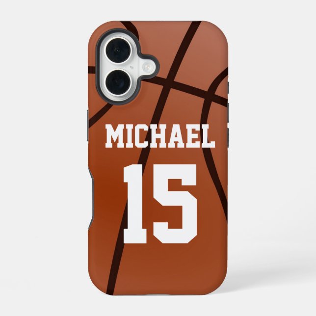 Basketball Your Name Customizable iPhone 16 Case (Back)