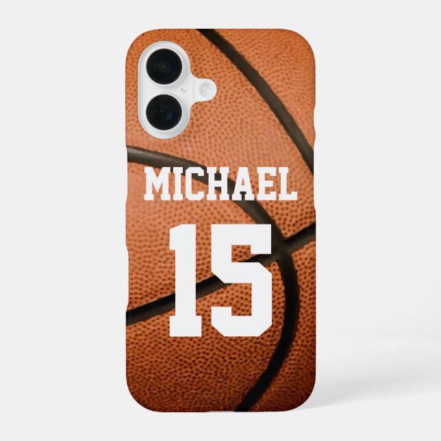 Basketball Your Name Customizable iPhone 16 Case (Back)