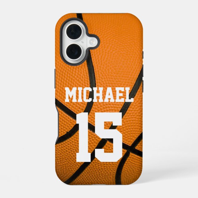 Basketball Your Name Customizable iPhone 16 Case (Back)