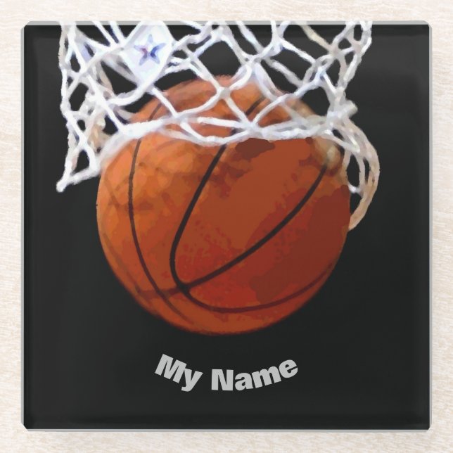 Basketball Your Name Glass Coaster (Front)