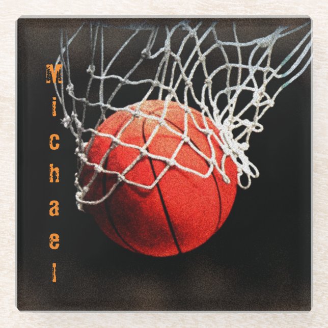 Basketball Your Name Glass Coaster (Front)