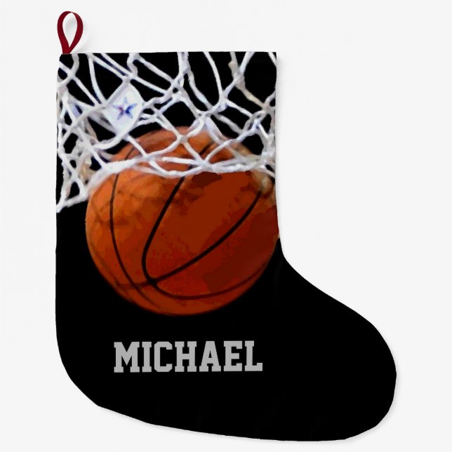 Basketball Your Name Large Christmas Stocking (Front)