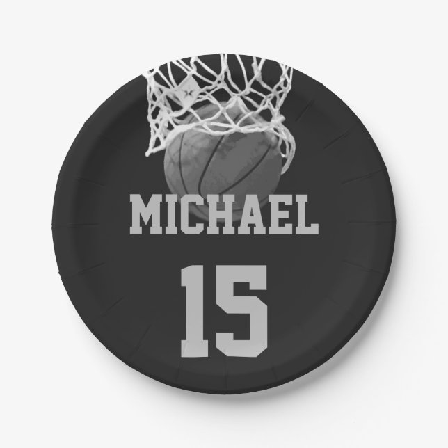 Basketball Your Name Paper Plate (Front)