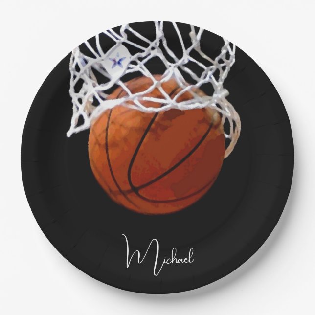 Basketball Your Name Paper Plate (Front)
