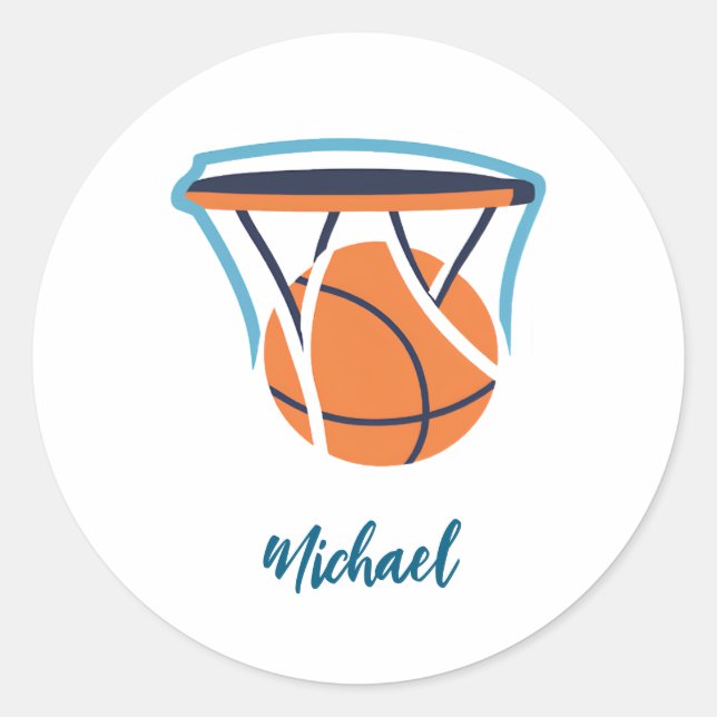 Basketball Your Name Personal  Classic Round Sticker (Front)