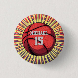 Basketball Your Name Pop Art 1 Inch Round Button