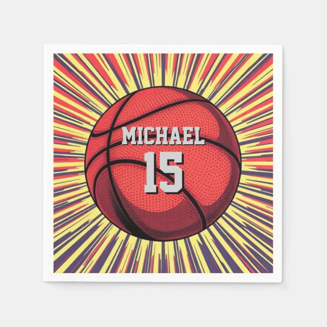 Basketball Your Name Pop Art Napkin (Front)