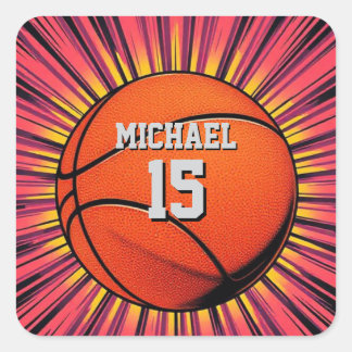 Basketball Your Name Pop Art Square Sticker