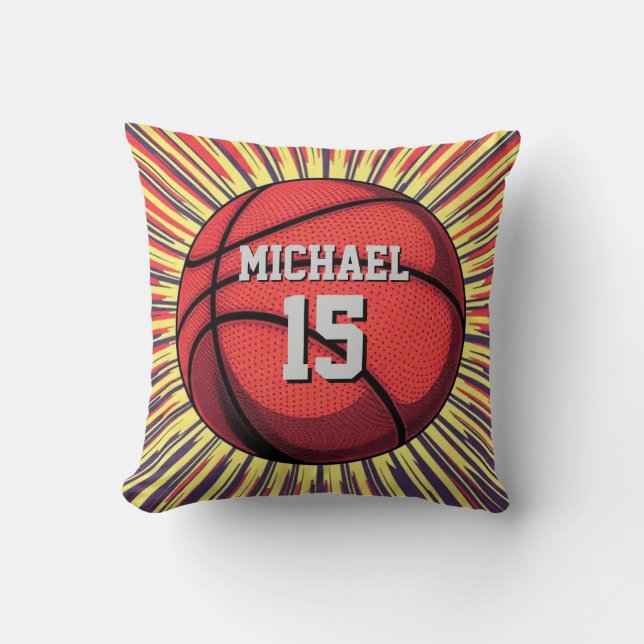 Basketball Your Name Pop Art Throw Pillow (Front)
