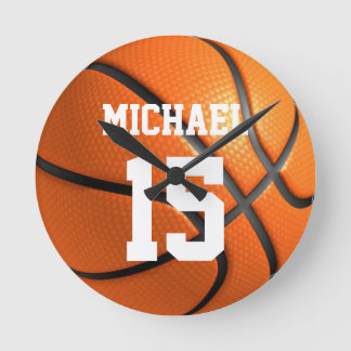Basketball Your Name Round Clock