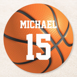 Basketball Your Name Round Paper Coaster