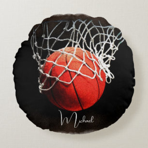 Basketball Your Name Round Pillow