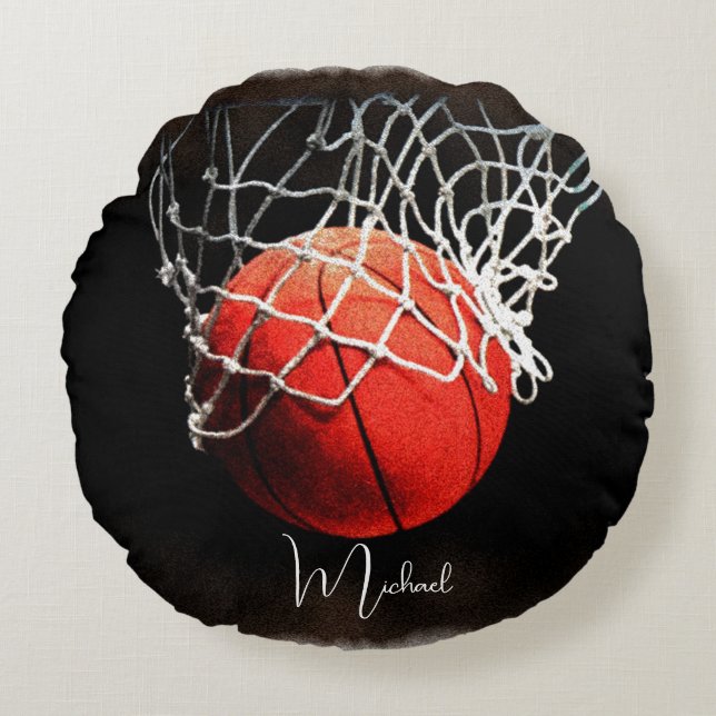 Basketball Your Name Round Pillow (Front)