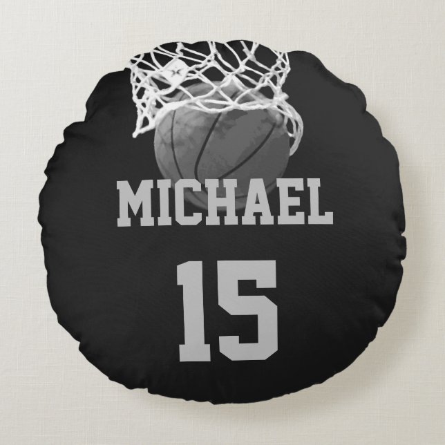 Basketball Your Name Round Pillow (Front)