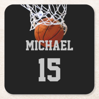 Basketball Your Name Square Paper Coaster