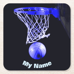 Basketball Your Name Square Paper Coaster
