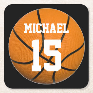 Basketball Your Name Square Paper Coaster