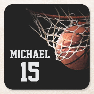 Basketball Your Name Square Paper Coaster