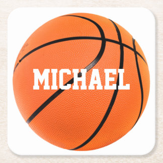 Basketball Your Name Square Paper Coaster