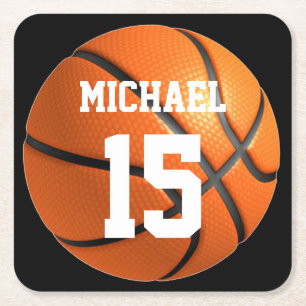Basketball Your Name Square Paper Coaster