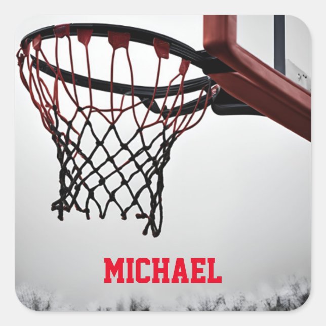 Basketball Your Name Square Sticker (Front)