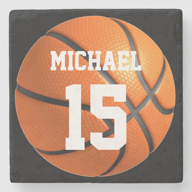 Basketball Your Name Stone Coaster (Front)