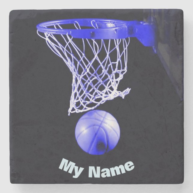 Basketball Your Name Stone Coaster (Front)