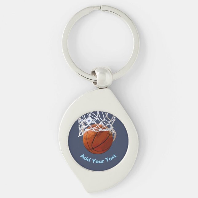 Basketball Your Name Text Message Slogan Custom Keychain (Front)