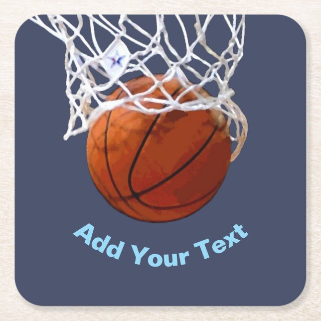 Basketball Your Name Text Message Slogan Custom Square Paper Coaster (Front)