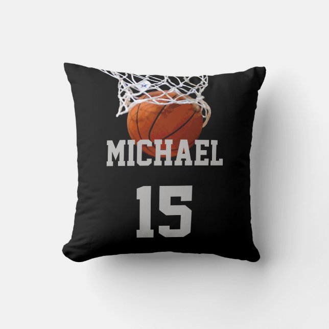 Basketball Your Name Throw Pillow (Front)