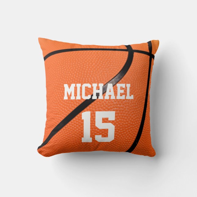 Basketball Your Name Throw Pillow (Front)